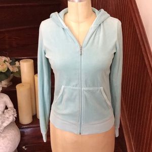 🍁 Juicy Couture Baby Blue Velour Zip Hoodie M